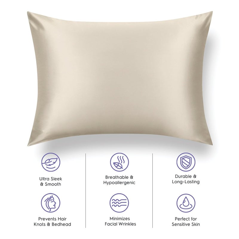 Tafts Pillow Cases - 22mm 100% Pure Mulberry 6A Silk Pillowcase for Hair & Skin with Zipper Closure, Cooling, Natural, Organic, Double Sided Silk Pillow Case (Nude, King 20x36, 1pc) - Image 3